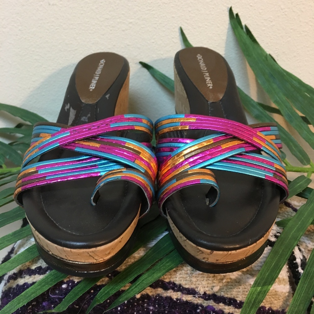 Donald J Pleiner Sz 9 Sandal Wedge, colorful